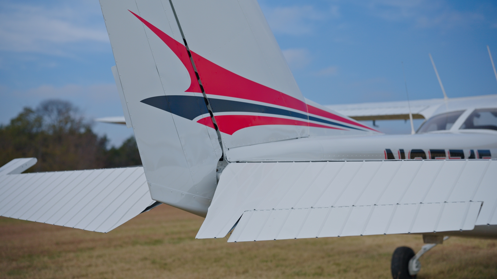 N35715 finished — tail section with custom red and black livery